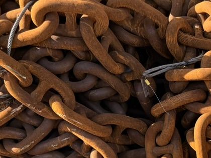 Piles of used chain in our depot